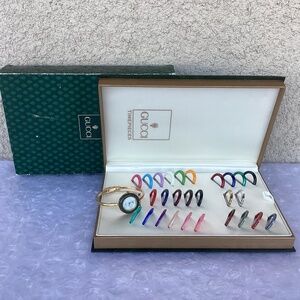 Vintage Gucci 11/12.2 Interchangeable Bezel Watch Gold Tone Preowned Condition